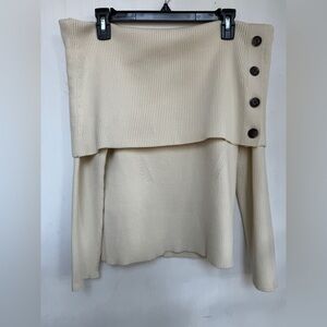 Banana Republic Light Cream Off-the-Shoulder Lenzing Ecovero Serene Sweater NWT